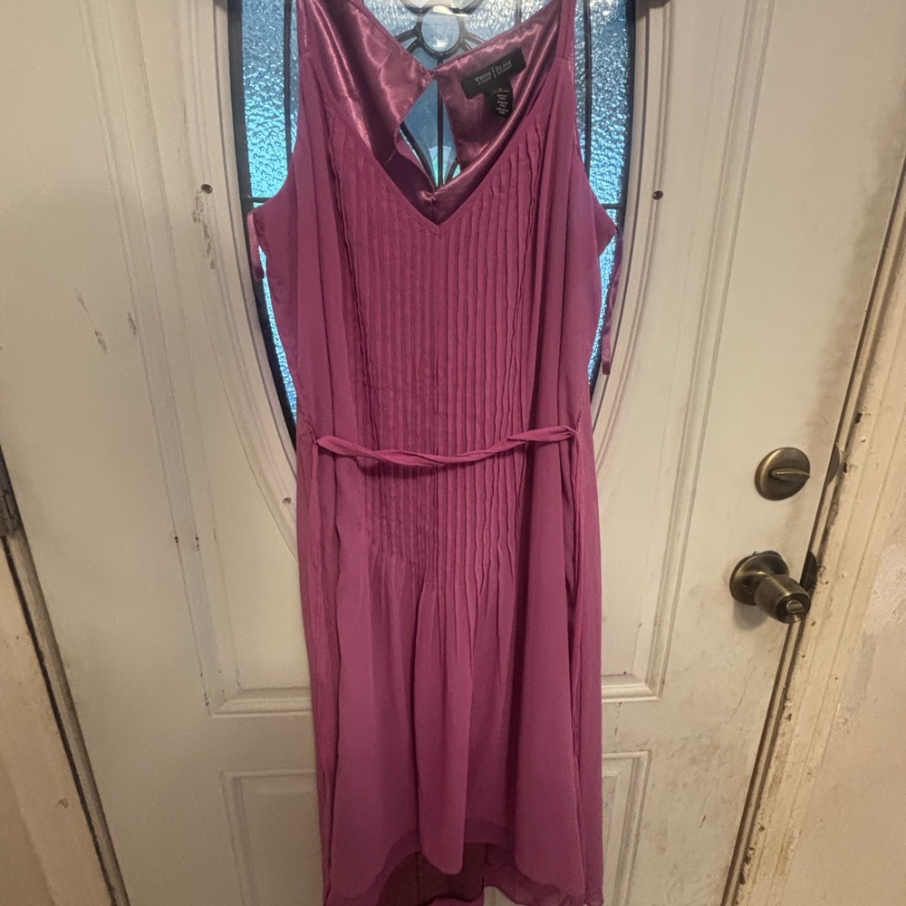White House Black Market Purple Pink Ribbed High Low Sundress